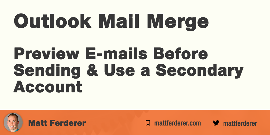 send mail merge from secondary outlook account