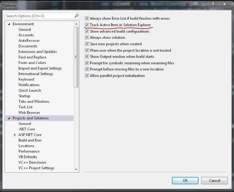 How to Show the Current Active File in Visual Studio Solution Explorer |  Matt Ferderer